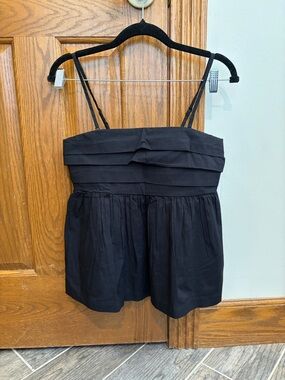 Lucky Brand Black Pleated Adjustable Strap Cami NWT XS Summer Minimalist Boho